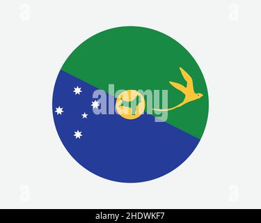 Christmas Island Round Flag. Territory of Christmas Island Circle Flag. Australian External territory of Australia Circular Shape Button Banner. EPS V Stock Vector