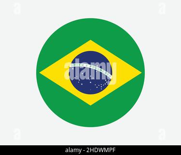 Brazil National Flag Circle Button Icon Simple Flag Official Colors And Proportion Correctly