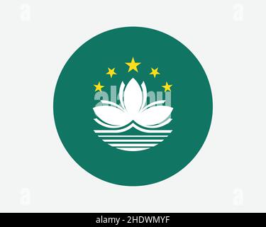 Macau Round Country Flag. Macao Circle National Flag. Macanese Circular Shape Button Banner. EPS Vector Illustration. Stock Vector