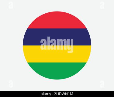 Mauritius Round Country Flag. Mauritian Circle National Flag. Republic of Mauritius Circular Shape Button Banner. EPS Vector Illustration. Stock Vector