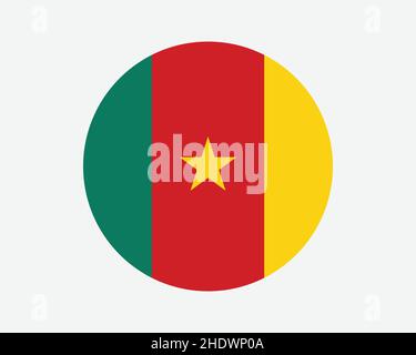 Cameroon Round Country Flag. Circular Cameroonian National Flag. Republic of Cameroon Circle Shape Button Banner. EPS Vector Illustration. Stock Vector