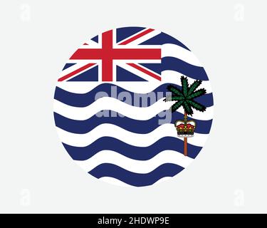 British Indian Ocean Territory Round Flag. BIOT, United Kingdom UK Circle Flag. British Overseas Territory Circular Shape Button Banner. EPS Vector Il Stock Vector