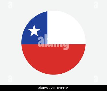 Chile Round Country Flag. Circular Chilean National Flag. Republic of Chile Circle Shape Button Banner. EPS Vector Illustration. Stock Vector