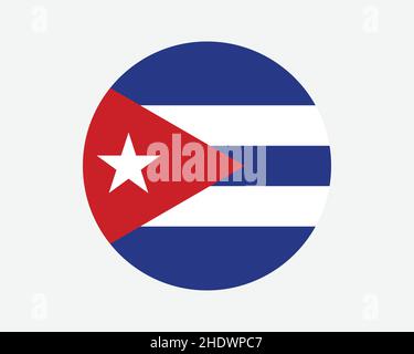 Cuba Round Country Flag. Circular Cuban National Flag. Republic of Cuba Circle Shape Button Banner. EPS Vector Illustration. Stock Vector