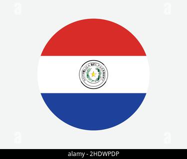 Paraguay Round Country Flag. Paraguayan Circle National Flag. Republic of Paraguay Circular Shape Button Banner. EPS Vector Illustration. Stock Vector
