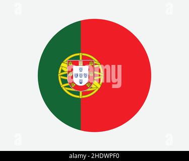Portugal Round Country Flag. Portuguese Circle National Flag. Portuguese Republic Circular Shape Button Banner. EPS Vector Illustration. Stock Vector