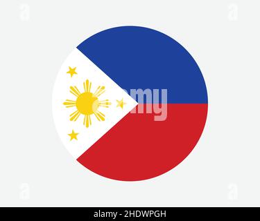 Philippines Round Country Flag. Filipino Circle National Flag. Republic of the Philippines Circular Shape Button Banner. EPS Vector Illustration. Stock Vector