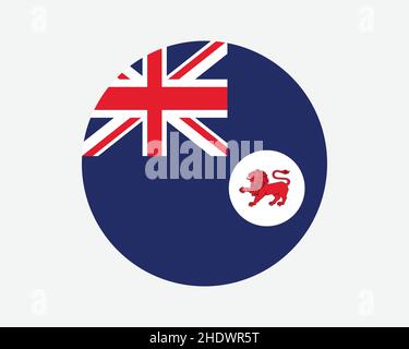 Tasmania Round Flag. TAS, Australia Circle Flag. Australian State Circular Shape Button Banner. EPS Vector Illustration. Stock Vector