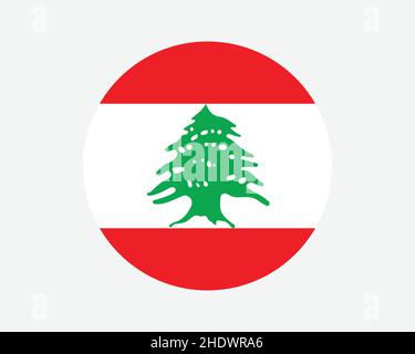 Lebanon Round Country Flag. Lebanese Circle National Flag. Lebanese Republic Circular Shape Button Banner. EPS Vector Illustration. Stock Vector