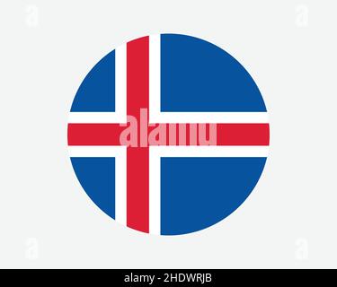 Iceland Round Country Flag. Icelandic Circle National Flag. Iceland Circular Shape Button Banner. EPS Vector Illustration. Stock Vector