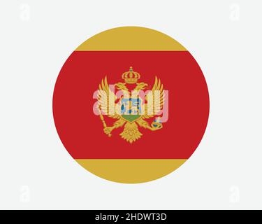 Montenegro Round Country Flag. Montenegrin Circle National Flag. Montenegro Circular Shape Button Banner. EPS Vector Illustration. Stock Vector