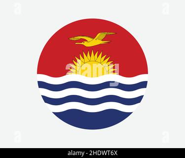 Kiribati Round Country Flag. Kiribati Circle National Flag. Republic of Kiribati Circular Shape Button Banner. EPS Vector Illustration. Stock Vector