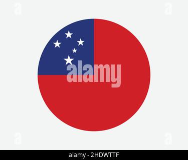 Samoa Round Country Flag. Samoan Circle National Flag. Independent State of Samoa Circular Shape Button Banner. EPS Vector Illustration. Stock Vector