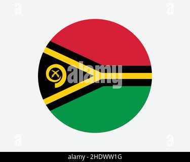 Vanuatu Round Country Flag. Vanuatuan Circle National Flag. Republic of Vanuatu Circular Shape Button Banner. EPS Vector Illustration. Stock Vector