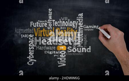 virtual reality, computer-simulated reality, immersive multimedia, virtual reality simulators, vr Stock Photo