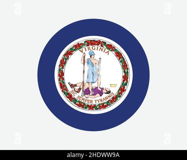 Virginia USA Round State Flag. VA, US Circle Flag. State of Virginia, United States of America Circular Shape Button Banner. EPS Vector Illustration. Stock Vector