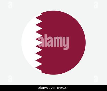 Qatar Round Country Flag. Qatari Circle National Flag. State of Qatar Circular Shape Button Banner. EPS Vector Illustration. Stock Vector