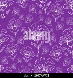 Doodle floral seamless pattern in trendy colors. Vector illustration Stock Vector