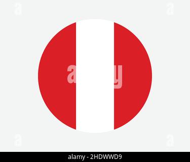 Peru Round Country Flag. Peruvian Circle National Flag. Republic of Peru Circular Shape Button Banner. EPS Vector Illustration. Stock Vector