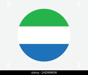 Sierra Leone Round Country Flag. Sierra Leonean Circle National Flag. Republic of Sierra Leone Circular Shape Button Banner. EPS Vector Illustration. Stock Vector