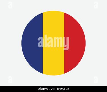 Romania Round Country Flag. Romanian Circle National Flag. Romania Circular Shape Button Banner. EPS Vector Illustration. Stock Vector