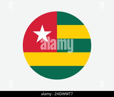 Togo Round Country Flag. Togolese Circle National Flag. Togolese Republic Circular Shape Button Banner. EPS Vector Illustration. Stock Vector