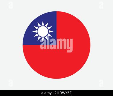 Taiwan Round Country Flag. Taiwanese Circle National Flag. Republic of China Circular Shape Button Banner. EPS Vector Illustration. Stock Vector