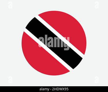 Trinidad and Tobago Round Country Flag. Trinidadian and Tobagonian Circle National Flag. Republic of Trinidad and Tobago Circular Shape Button Banner. Stock Vector