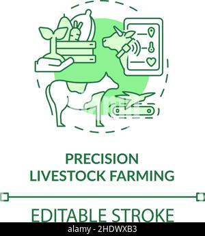 Precision livestock farming green concept icon Stock Vector
