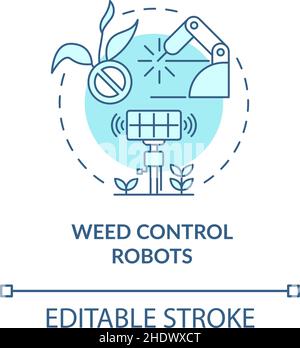 Weed control robots turquoise concept icon Stock Vector