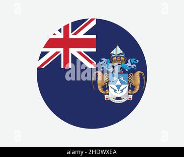 Tristan da Cunha Round Flag. Tristanian Circle Flag. British Overseas Territory UK United Kingdom Circular Shape Button Banner. EPS Vector Illustratio Stock Vector