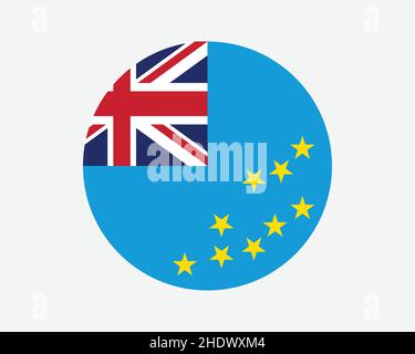 Tuvalu Round Country Flag. Tuvaluan Circle National Flag. Tuvalu Circular Shape Button Banner. EPS Vector Illustration. Stock Vector