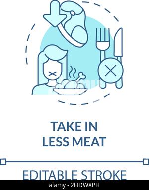 Take in less meat turquoise concept icon Stock Vector