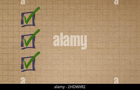 tick, write block, do, mark, ticks, write blocks Stock Photo
