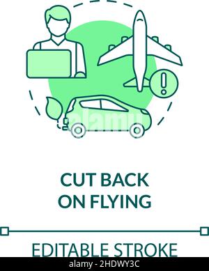 Cut back on flying green concept icon Stock Vector