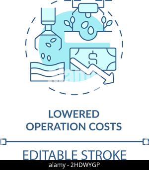 Lowered operation costs turquoise concept icon Stock Vector