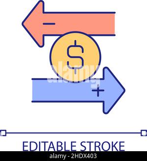 Money transfer RGB color icon Stock Vector