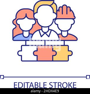 Teamwork RGB color icon Stock Vector