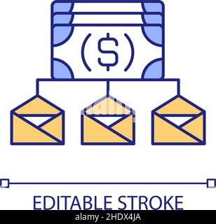 Envelope budgeting method RGB color icon Stock Vector
