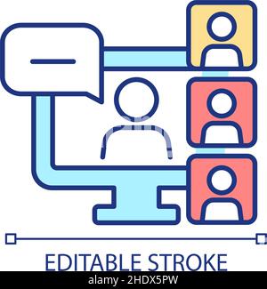 Video conferencing with colleagues RGB color icon Stock Vector
