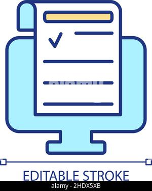 E-signing documents RGB color icon Stock Vector
