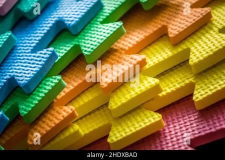 multi colored, rubber, jigsaw puzzle, multi coloreds, rubbers, jigsaw puzzles Stock Photo