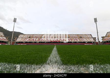 SALERNO, ITALY - JANUARY 06: A general view of the Stadio Arechi before the beginning the Serie A match between US Salernitana and Venezia FC at Stadi Stock Photo