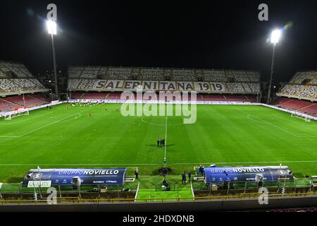 SALERNO, ITALY - JANUARY 06: A general view of the Stadio Arechi before the beginning the Serie A match between US Salernitana and Venezia FC at Stadi Stock Photo