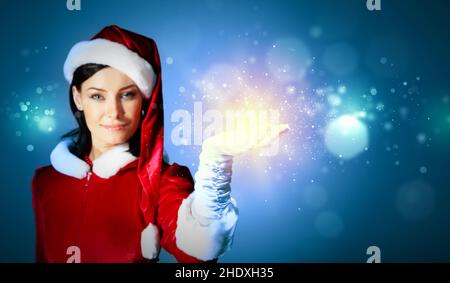 perform magic, mrs claus, wishes, perform magics, wish Stock Photo