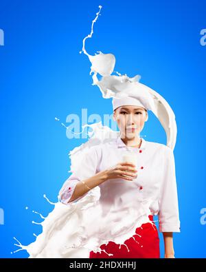 milk, cook, milks, cooks Stock Photo