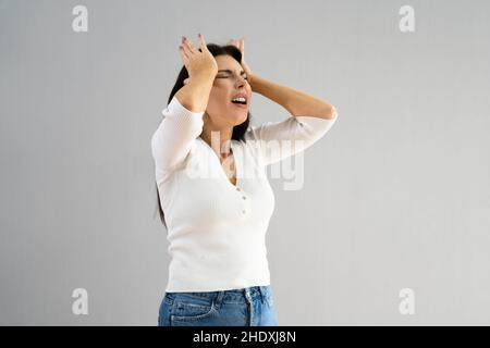 Mental Health Stress And Disorder. Woman With Anxiety Stock Photo