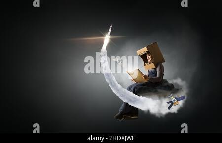 fantasy, reading, childhood, cosmos, fantasies, read, reading a book, reading something, to read, childhoods, children, kid, kids Stock Photo