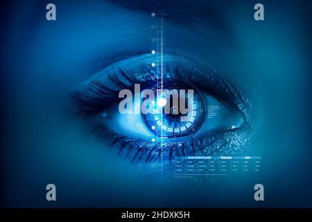 eye, data, identity, artificial intelligence, eyes, datas, identities, artificial intelligences, cyborg Stock Photo