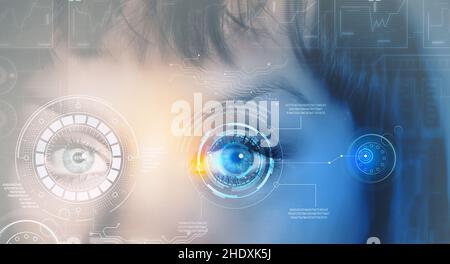 eye, data, identity, artificial intelligence, eyes, datas, identities, artificial intelligences, cyborg Stock Photo